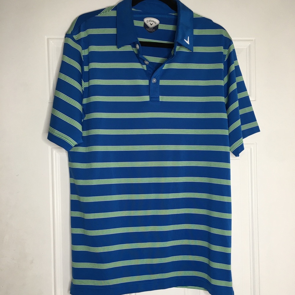 CALLAWAY GOLF Men’s Light Blue Striped Polo Shirt